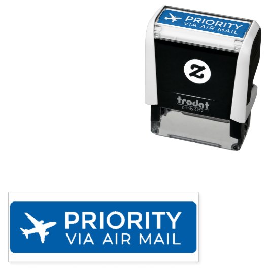 PRIORITY VIA AIR MAIL 飛行機 airplane セルフインキングスタンプ Zelfinktende Stempel (In situ)