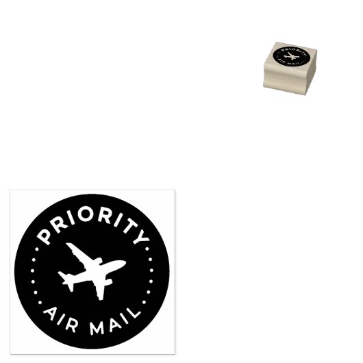 PRIORITY VIA AIR MAIL 飛行機 airplane ラバースタンプ Rubberstempel (Gestempeld)