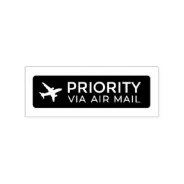 PRIORITY VIA AIR MAIL 飛行機 airplane ラバースタンプ Rubberstempel