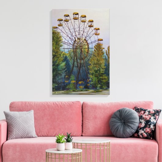 Pripyat reuzenrad schilderij canvas print (Insitu (Woonkamer))