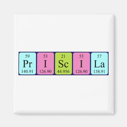 Priscila periodiek table name magnet (Voorkant)
