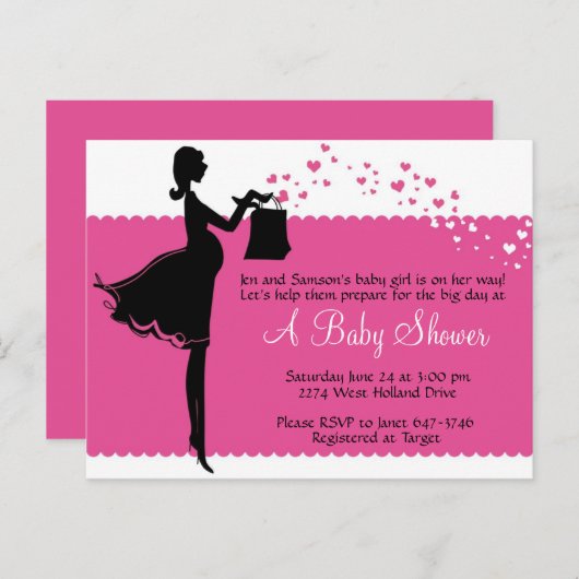 Priscilla Baby shower Uitnodiging (Voorkant / Achterkant)