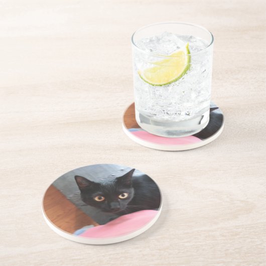 Priscilla cat zandsteen onderzetter (Zijkant)