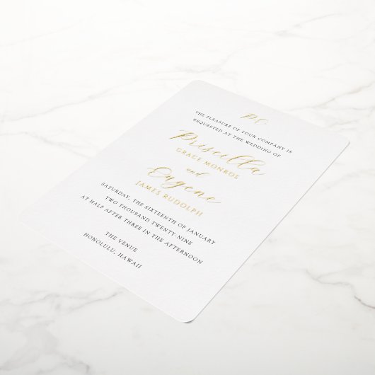 Priscilla Classic Huwelijksuitnodiging Folie Uitnodiging (Gedraaid)