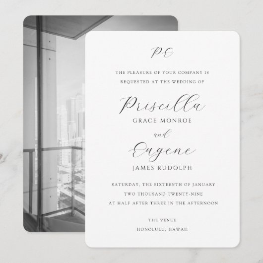 Priscilla Classic Huwelijksuitnodiging Kaart (Voorkant / Achterkant)