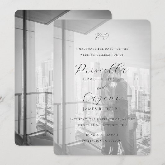 Priscilla Classic Wedding Save The Date (Voorkant / Achterkant)