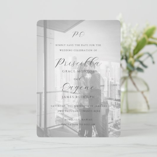 Priscilla Classic Wedding Save The Date (Staand voorkant)