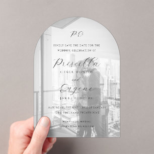 Priscilla Classic Wedding Save the Date Acryl Uitnodigingen