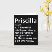 Priscilla Definitie Gepersonaliseerde Naam Grappig Kaart (Gele Bloem)