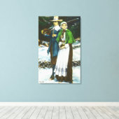 Priscilla en John Alden Scene Canvas Afdruk (Insitu (Houten vloer))