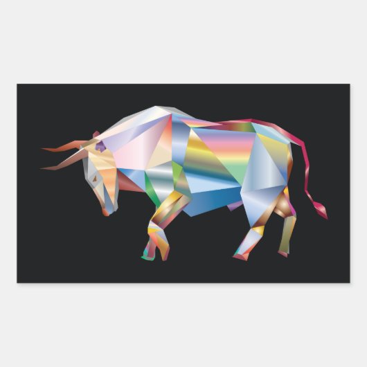 Prism Bull Rainbow Abstracte Fab Rechthoekige Sticker (Voorkant)