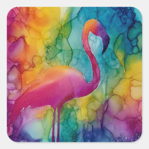 Prism Flamingo Vierkante Sticker