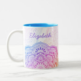Prism Flower Mandala 11 oz. Personalized Mug Tweekleurige Koffiemok
