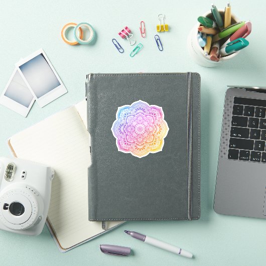 Prism Flower Mandala Custom-Cut Vinyl Sticker (iPad Cover)