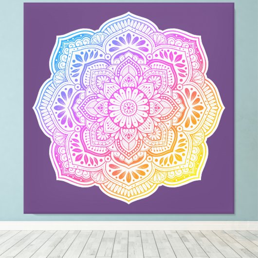 Prism Flower Mandala Stretched Canvas Print (Insitu (Houten vloer))