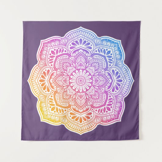 Prism Flower Mandala Tapestry Wandkleed (Voorkant (horizontaal))