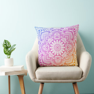 Prism Flower Mandala Throw Pillow Kussen