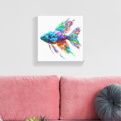 Prism Glow Geometrische Vis Canvas Afdruk (Insitu (Woonkamer))