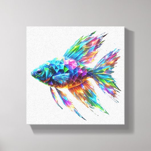 Prism Glow Geometrische Vis Canvas Afdruk (Voorkant)