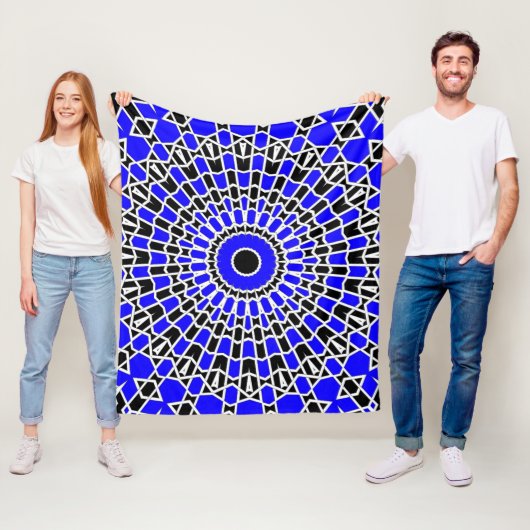 Prism Mandala ( Blauw ) Fleece Deken (In situ)