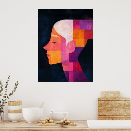 Prism of Her Profile — Abstract Realism Poster (Keuken)