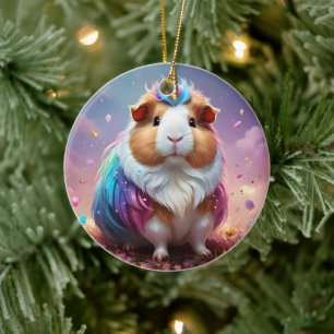 Prism Pigtail: De Stralende Eenhoorn Cavia, Keramisch Ornament