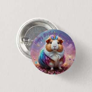 Prism Pigtail: het stralende eenhoorn cavia, Ronde Button 3,2 Cm