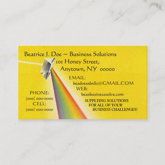 PRISM REFRACTION RAINBOW ~ BUSINESS ~CONTACTKAART CONTACTKAARTJE (Voorkant)