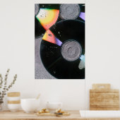 Prism Rhythm: Y2K Retro CD & Iridescente Lichtkuns Poster (Keuken)