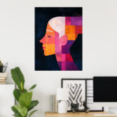 Prisma van haar profiel — Abstract Realisme Poster (Thuiskantoor)