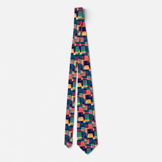 Prismatic Blocks – Modern Abstract Geometric Tie Stropdas (Achterkant)