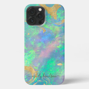 Prismatic Blue Opal Modern Glam iPhone Case 13 Pro Max Hoesje