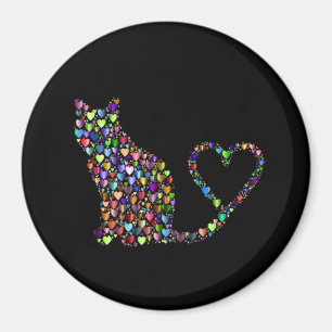 Prismatic Cat Silhouette, Heart Magneet