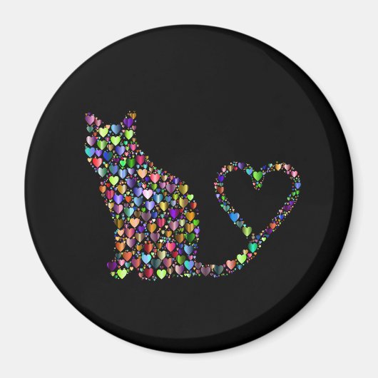 Prismatic Cat Silhouette, Heart Magneet (Voorkant)