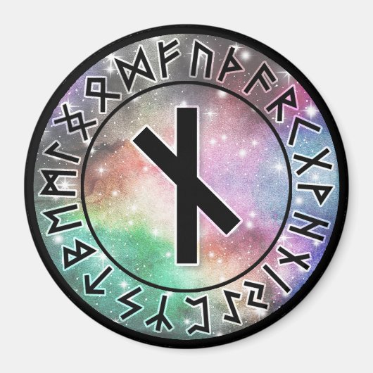 Prismatic Galaxy Rune Circle [10. nauthiz] magneet (Voorkant)
