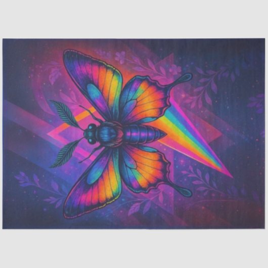 Prismatic Psychedelic Moth Decoupage Papier – LGBT (Voorkant)