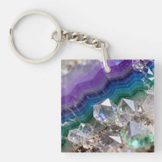 Prismatic Quartz Fusion Vibrant Crystal Design Sleutelhanger (voorkant)