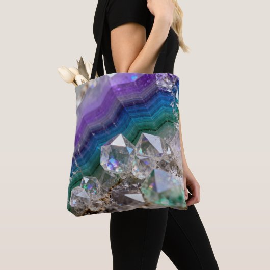 Prismatic Quartz Fusion Vibrant Crystal Design Tote Bag (Dichtbij)
