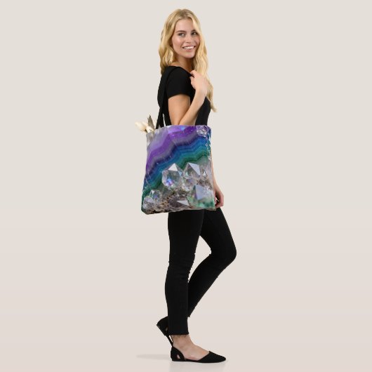 Prismatic Quartz Fusion Vibrant Crystal Design Tote Bag (Op model)