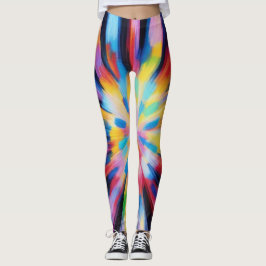 Prismatic Radiance: Abstract Sunburst Radio Waves Leggings