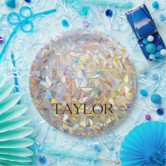 Prismatic Stained Glass Effect - Rainbow Prismatic Papieren Bordje (Feest)