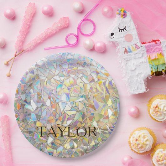 Prismatic Stained Glass Effect - Rainbow Prismatic Papieren Bordje (Feest)