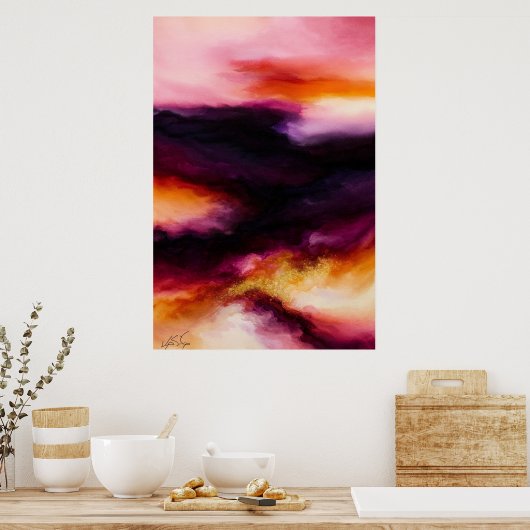 Prismatic Storm Fiery Abstract Poster (Keuken)