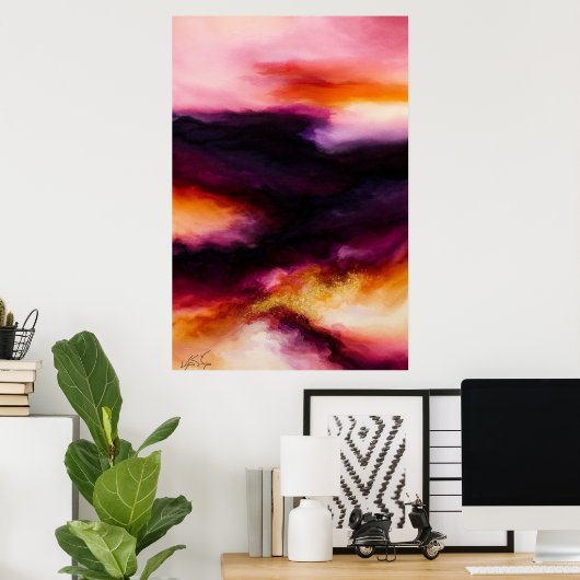 Prismatic Storm Fiery Abstract Poster (Thuiskantoor)