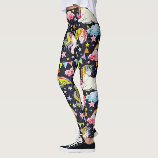 Prismatic Unicorn Wish Zwart & Roze Leggings (Links)