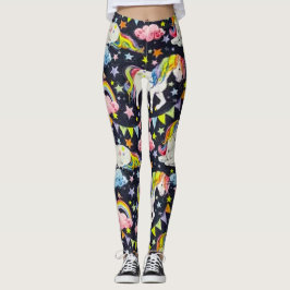 Prismatic Unicorn Wish Zwart & Roze Leggings