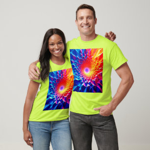 Prismatisch geometrisch kleurwervelontwerp t-shirt