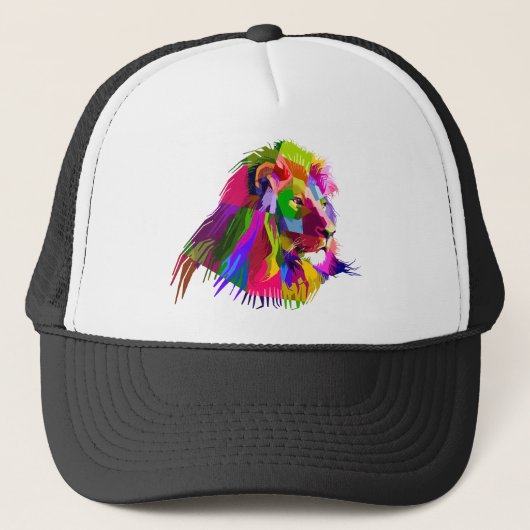 Prismatisch-Geometrische-Leeuw Trucker Pet (Voorkant)