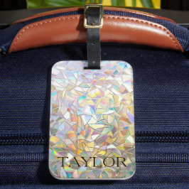 Prismatisch Glas-in-Lood Effect - Regenboog Prisma Bagagelabel