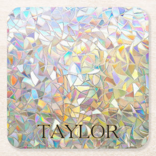 Prismatisch Glas-in-Lood Effect - Regenboog Prisma Kartonnen Onderzetters